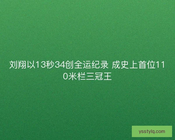 刘翔以13秒34创全运纪录 成史上首位110米栏三冠王